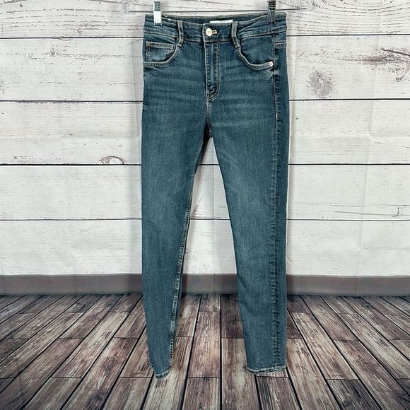 Zara Womens Jeans size US 2 Blue High Rise Skinny inseam 26.5 stretch - Picture 3 of 8